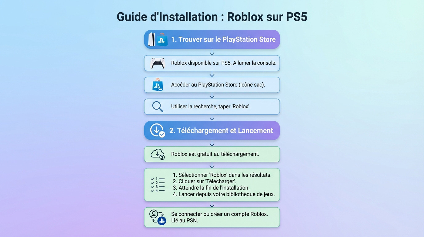 Interface utilisateur du PlayStation Store sur PS5 montrant la page de téléchargement du jeu Roblox