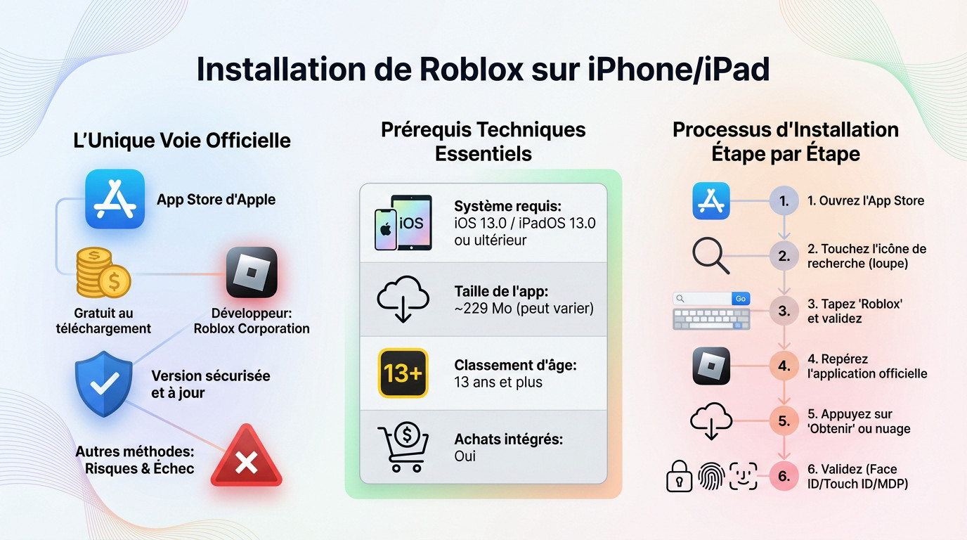 Téléchargement de l'<strong>application officielle</strong> Roblox sur l&rsquo;App Store d&rsquo;un iPhone »></p>
<h2 id=