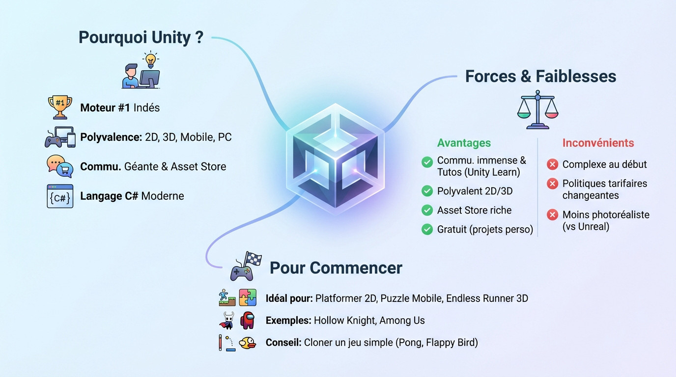 Interface de l'éditeur Unity montrant un projet de jeu 2D en cours de développement